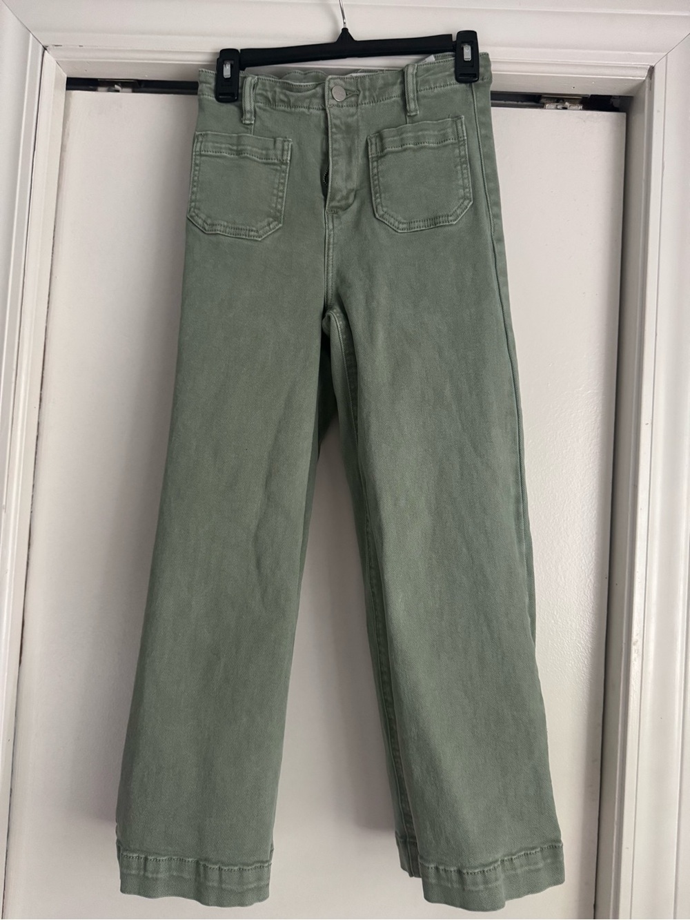 RISEN Light Sage Green elastic waist Wide-Leg cropped Jeans SIZS 3/26